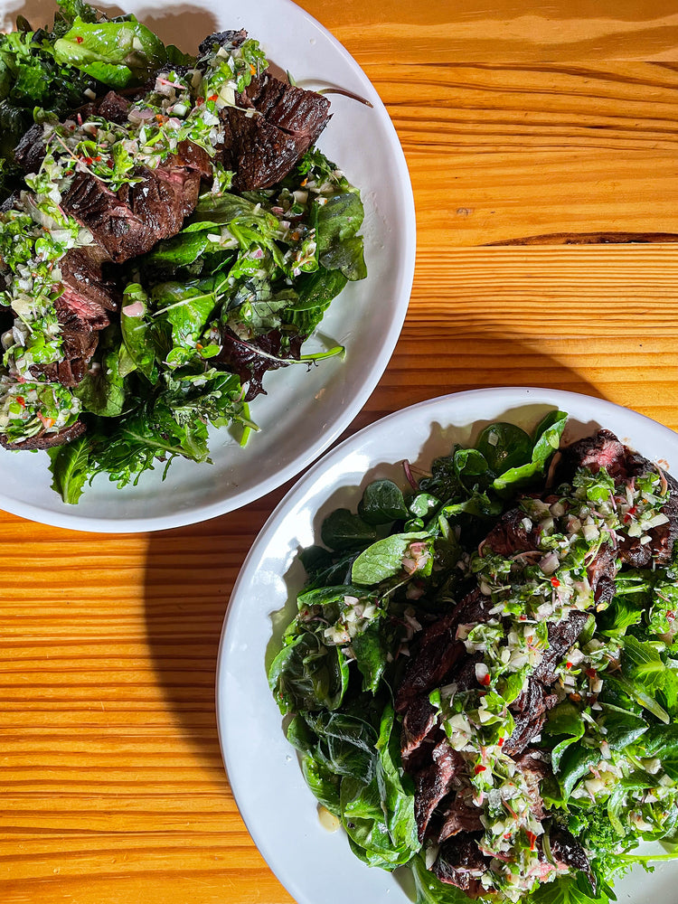 Marrow's Hanger Steak and Chimichurri Salad
