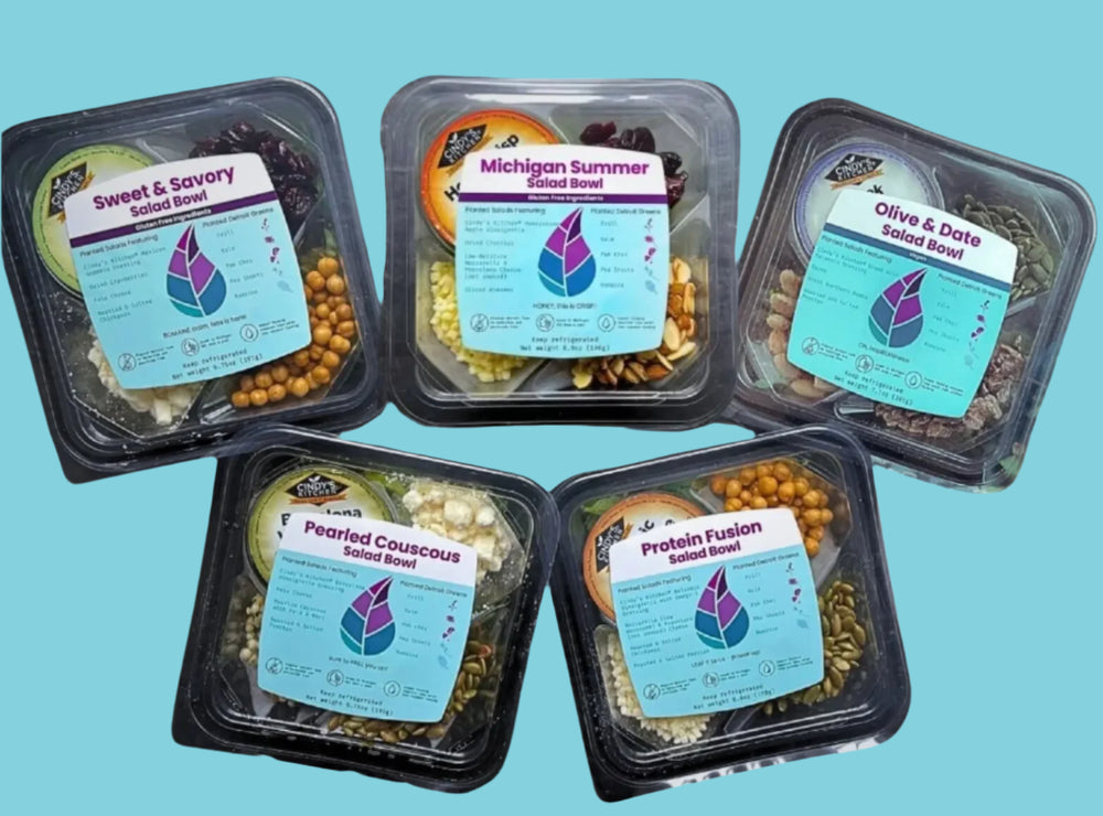 Fresh 5 Salad Sampler from Planted Detroit in eco-friendly packaging.